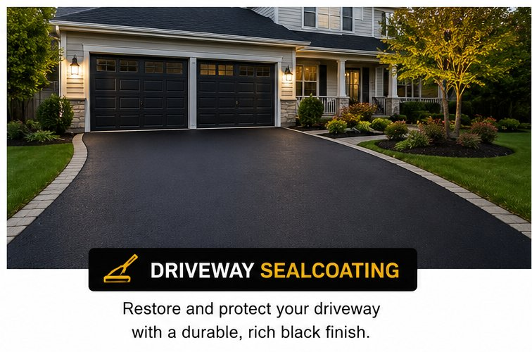 Driveway sealcoating: restore and protect your driveway with a durable, rich black finish